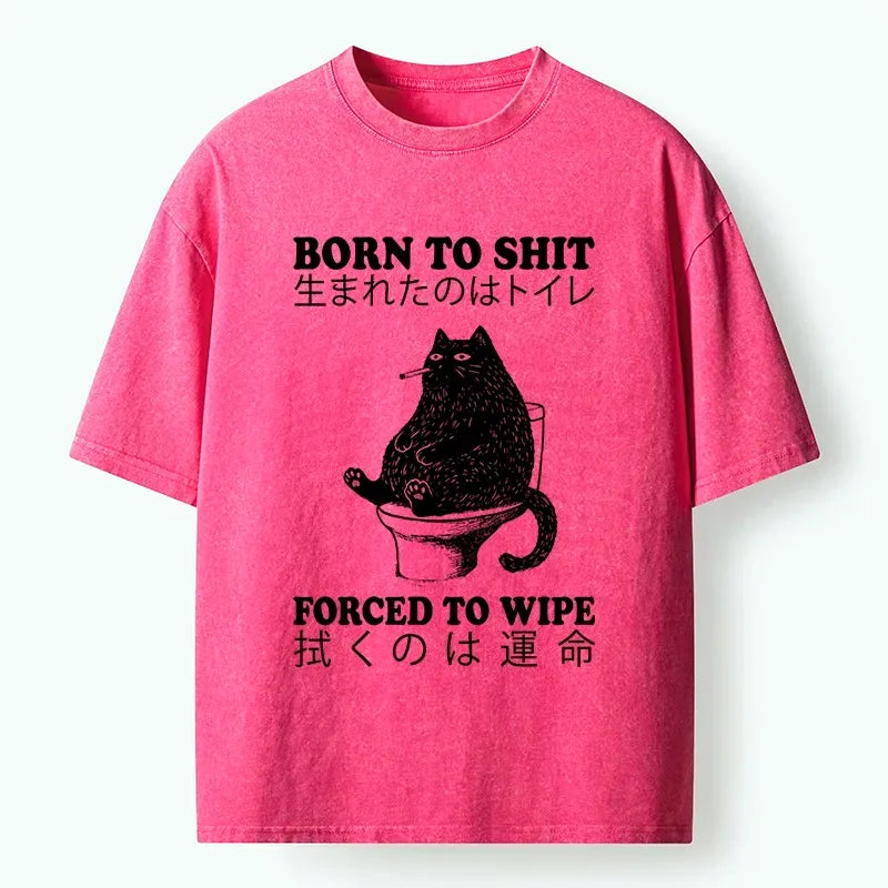 washed japanese style cat t-shirt on sale