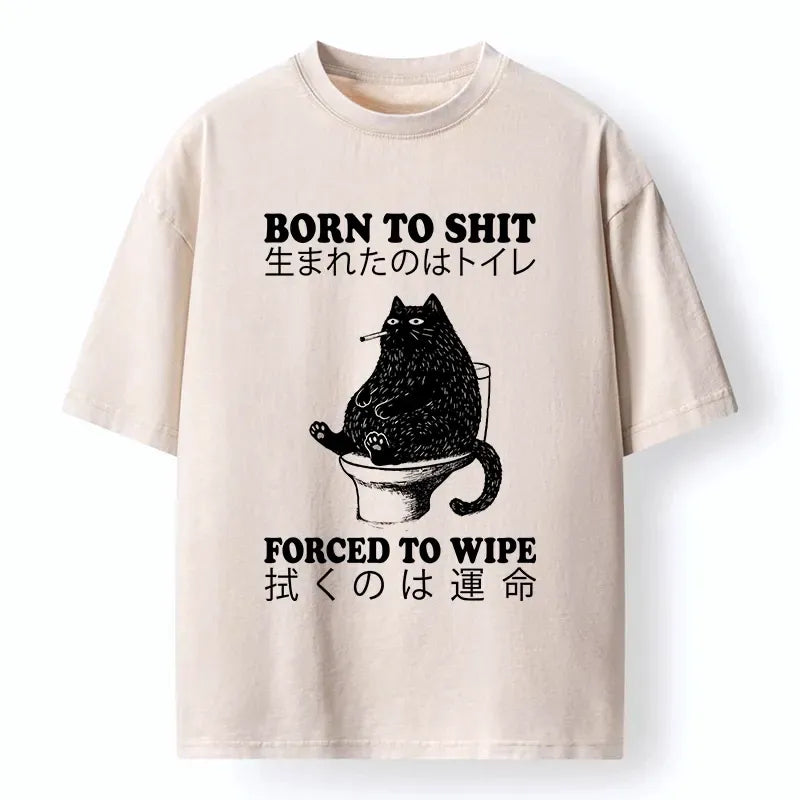 washed japanese style cat t-shirt on sale