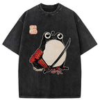 Kyoto-Lion Silly Samurai Frog Washed T-Shirt