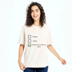 Kyoto-Lion Relatable Single Life Checkbox Washed T-Shirt