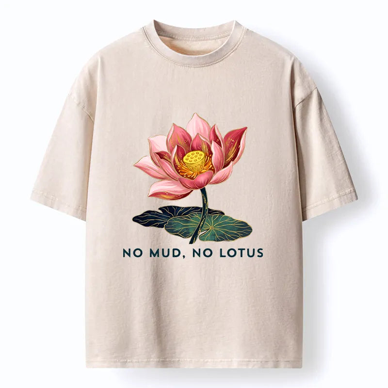 Kyoto-Lion Zen Lotus Growth Art Washed T-Shirt
