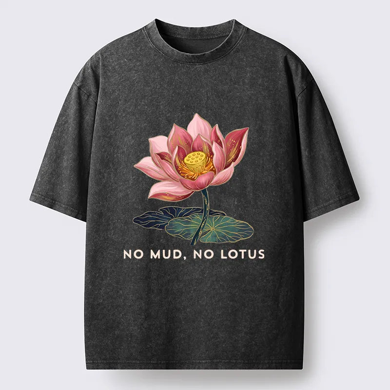Kyoto-Lion Zen Lotus Growth Art Washed T-Shirt