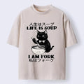 Kyoto-Lion Life Is Soup Cat Humor Meme Washed T-Shirt