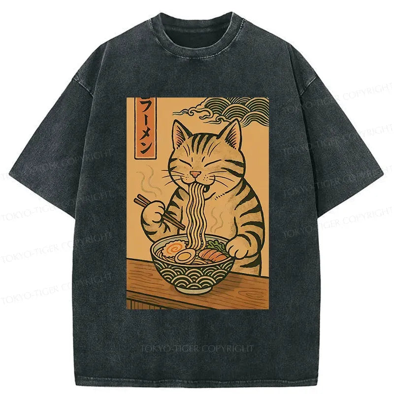 washed vintage cat t-shirt gift for him