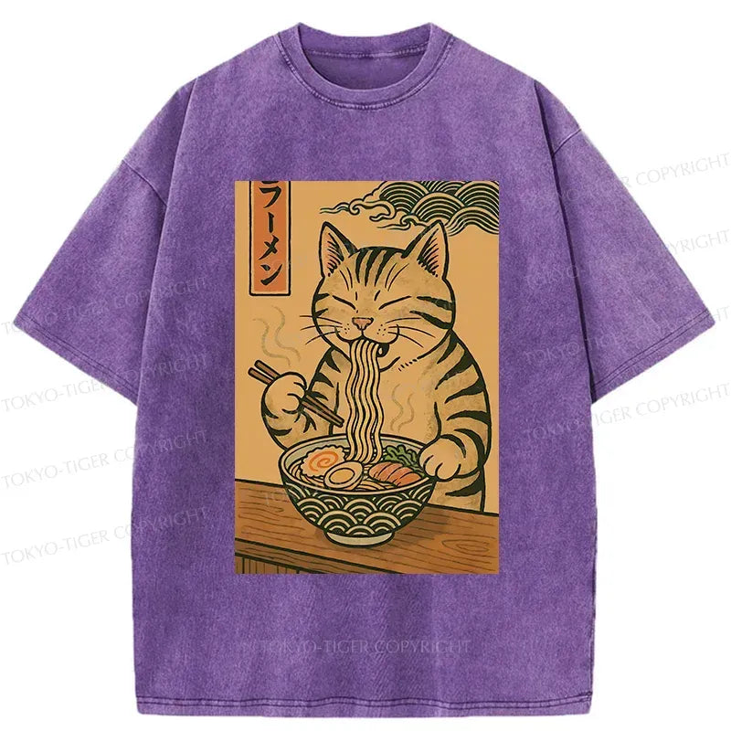 japanese ramen cat shirt for daily wear