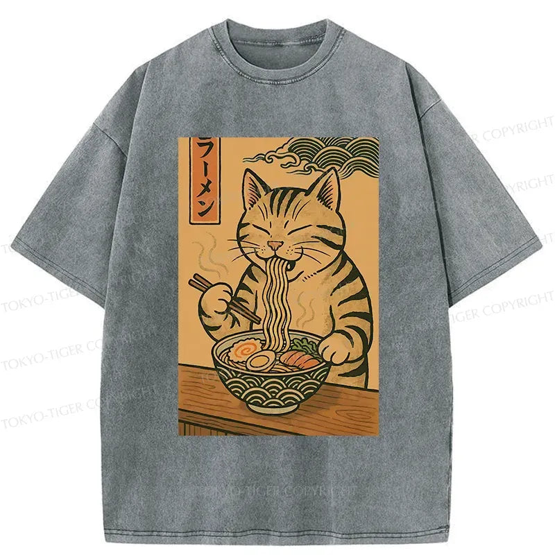 japanese ramen cat shirt for daily wear