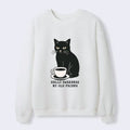 Unisex Black Cat Drinking Coffee Sweatshirt Trendy