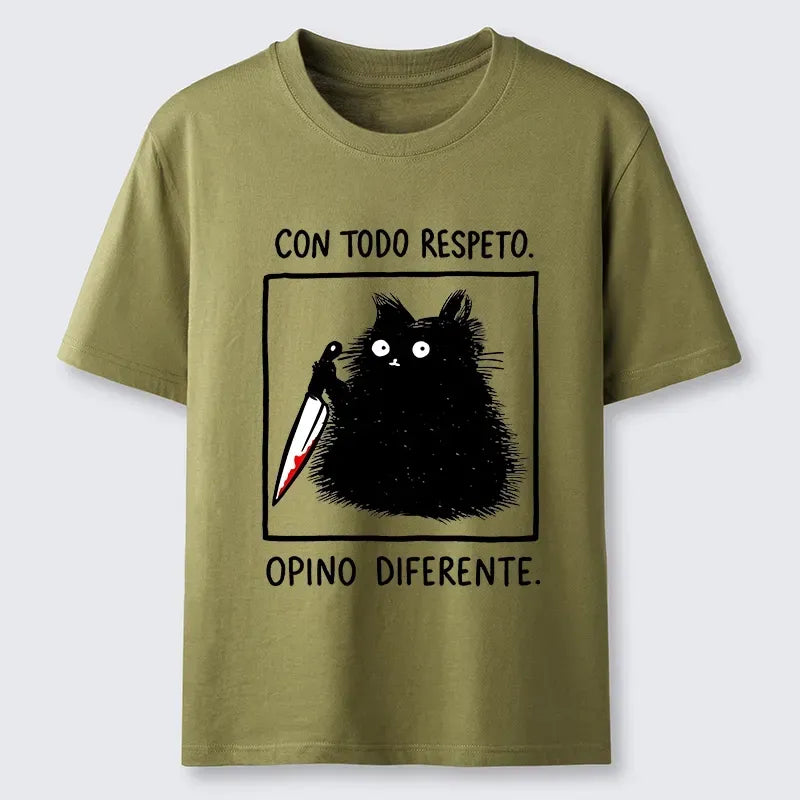 black cat holds knife classic t-shirt