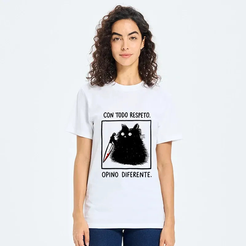 japanese vintage sarcastic cat tee