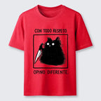 Kyoto-Lion Black Cat Holds Knife Disagrees Classic T-Shirt