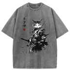 vintage inkblade samurai cat tee