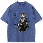 vintage inkblade samurai cat tee