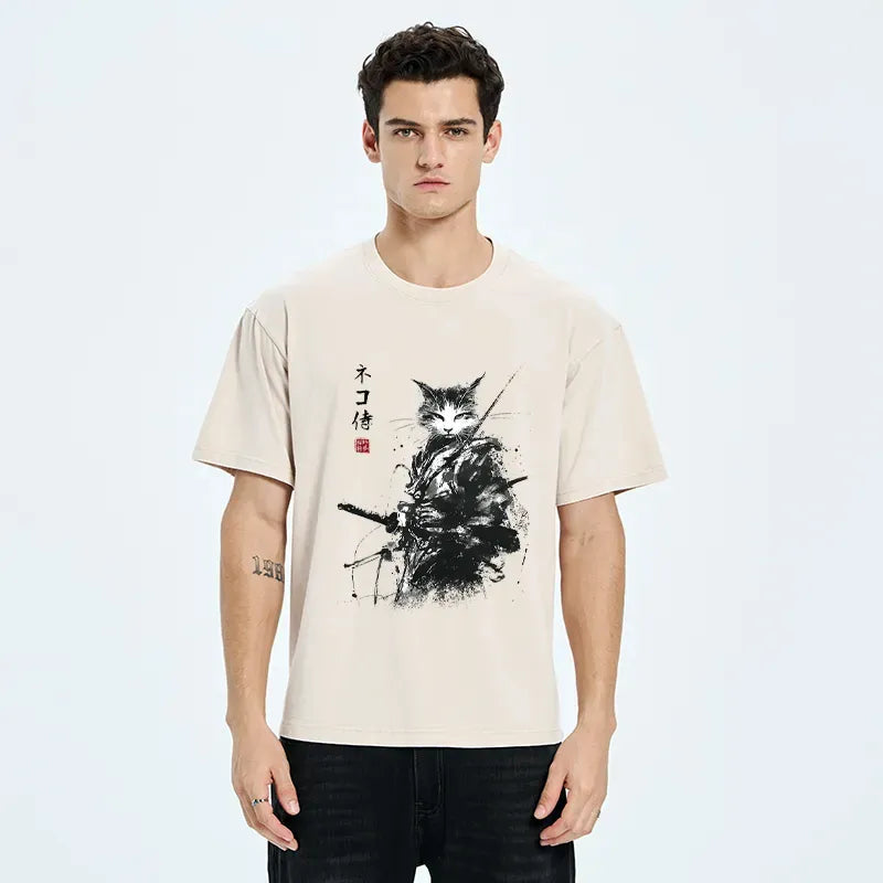 premium Japanese streetwear cat t-shirt