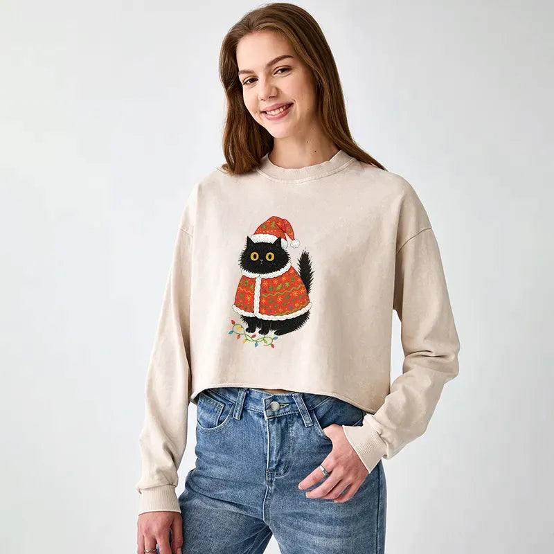 Cute Christmas Cat Sweatshirt Gift Idea