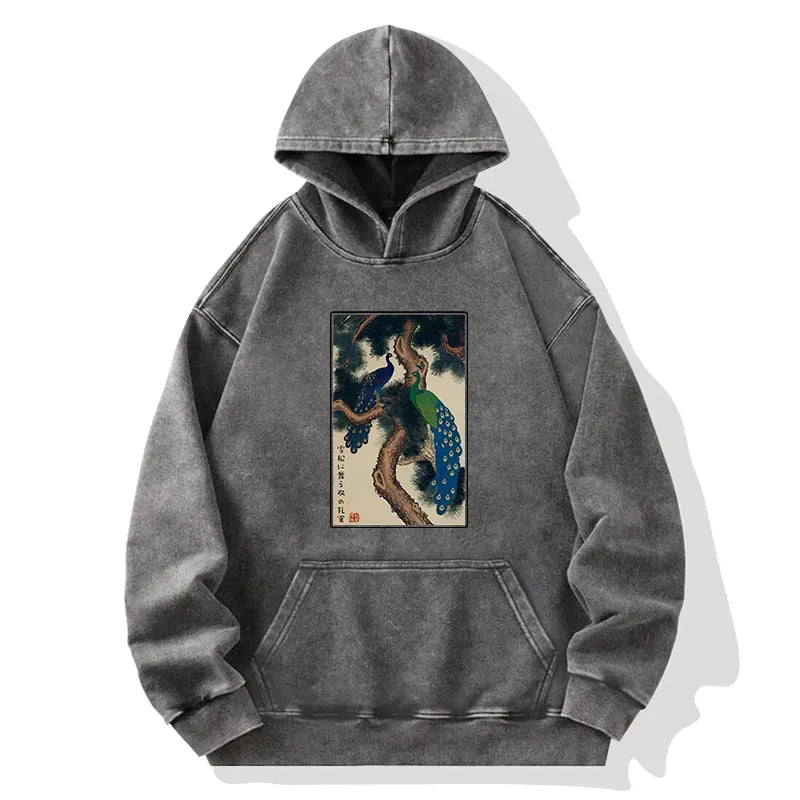 Japanese peacock hoodie for daily wear