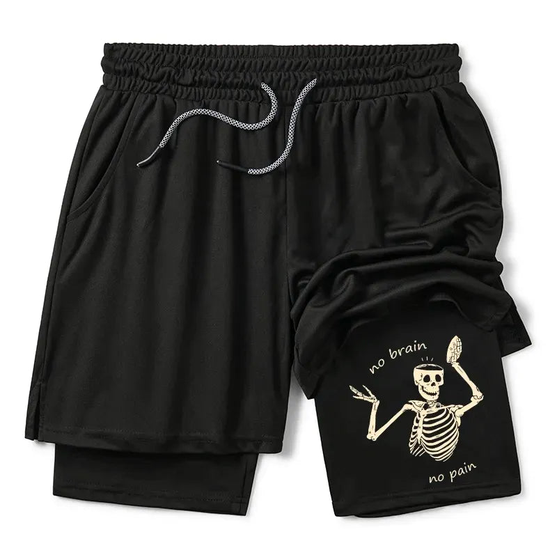 Kyoto-Lion Skeletons Feel No Pain Training Shorts