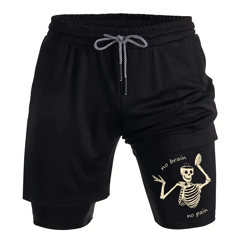 Kyoto-Lion Skeletons Feel No Pain Training Shorts