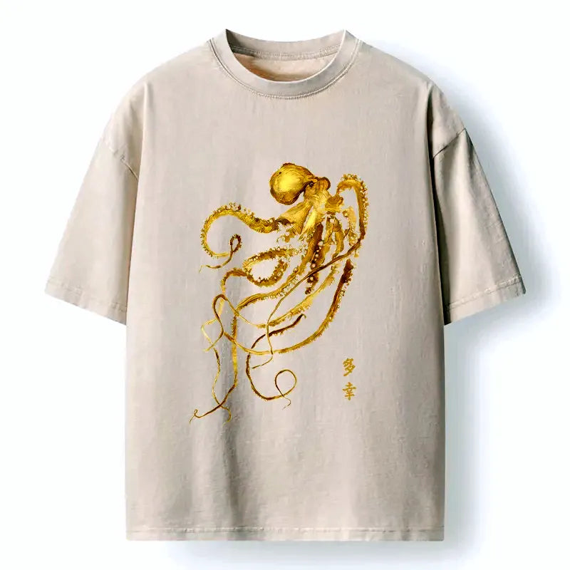 Vintage Japanese Ukiyo-e Octopus T-Shirt with Free Shipping