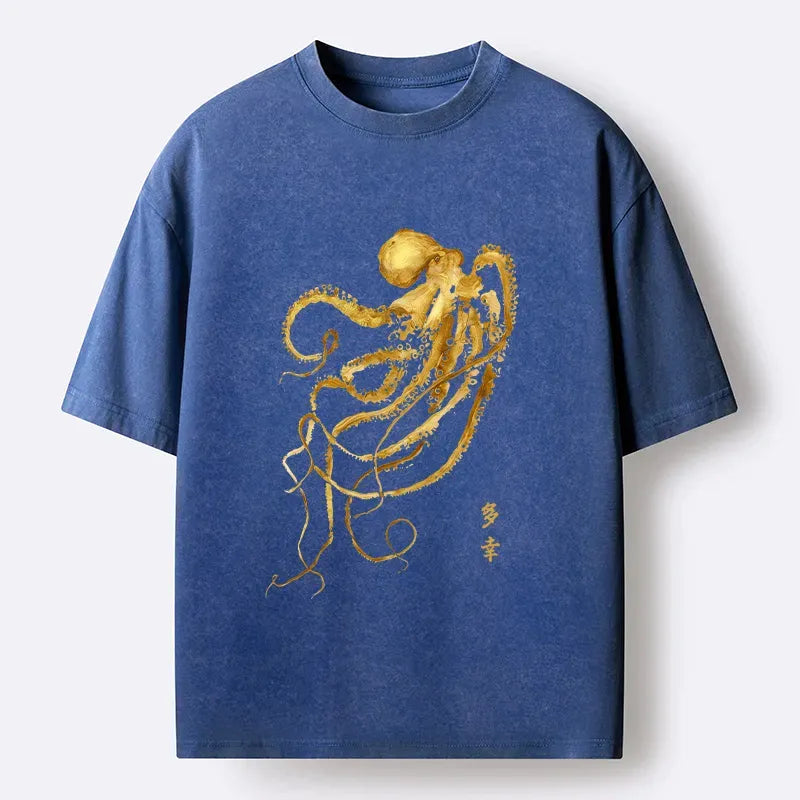 Vintage Japanese Ukiyo-e Octopus T-Shirt with Free Shipping
