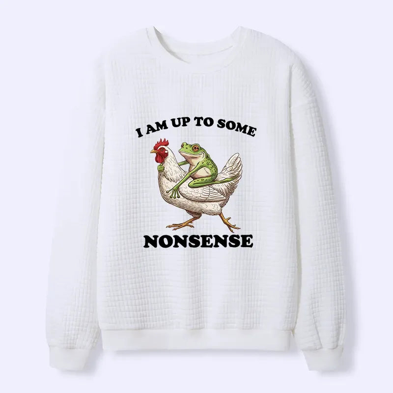 Kyoto-Lion Frog Riding A Chicken Funny Waffle Sweatshirt