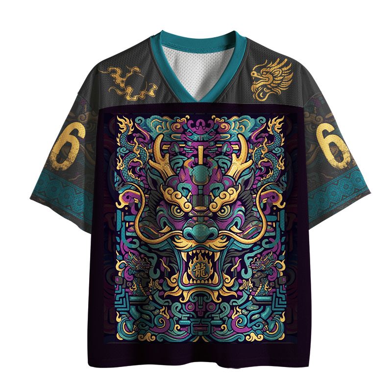 Kyoto-Lion Traditional Oriental Dragon Ornate Mesh Jersey
