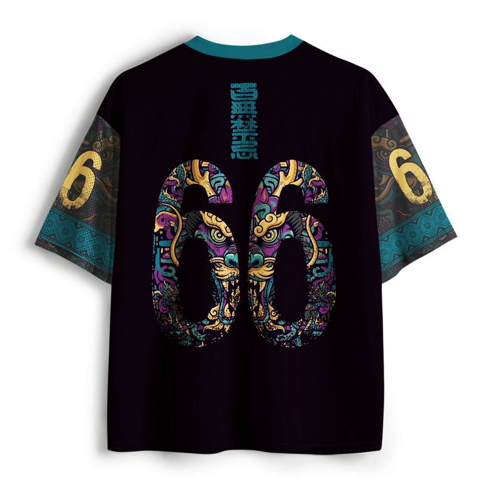 Kyoto-Lion Traditional Oriental Dragon Ornate Mesh Jersey