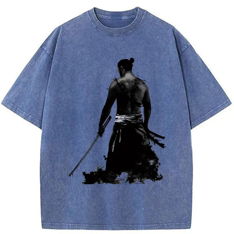 Kyoto-Lion Strong Japanese Samurai Washed T-Shirt