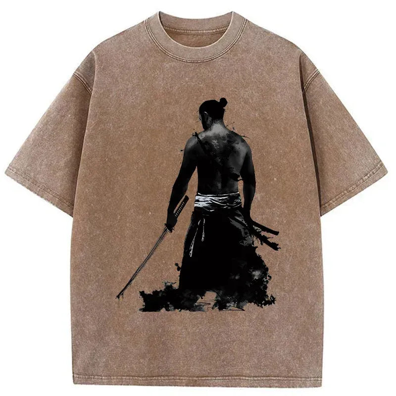 Kyoto-Lion Strong Japanese Samurai Washed T-Shirt