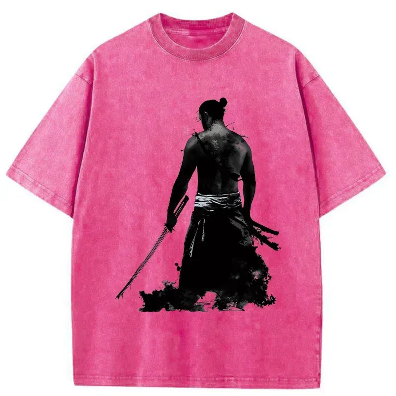 washed Japanese samurai tee for summer