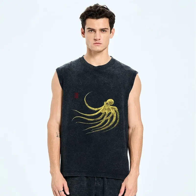 Japanese Octopus Washed Tank Top