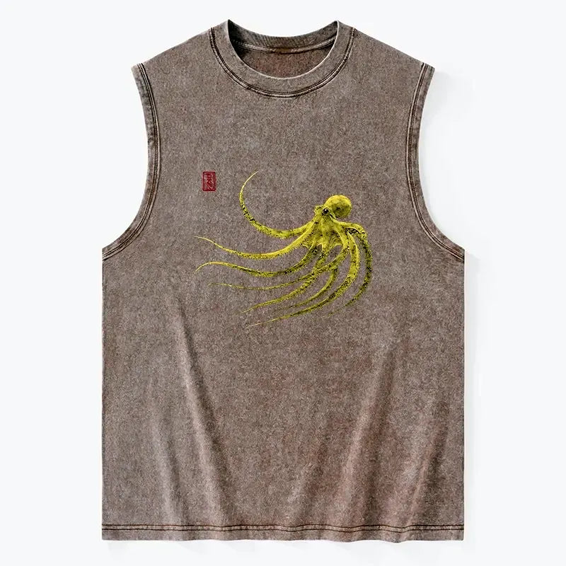 Kyoto-Lion Retro Octopus Japanese Washed Tank