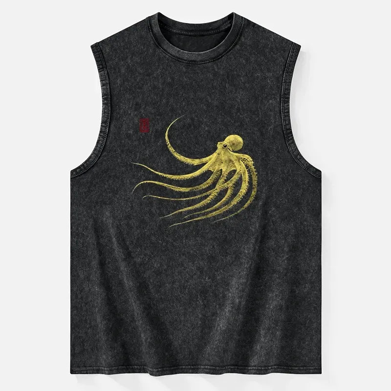 Kyoto-Lion Retro Octopus Japanese Washed Tank