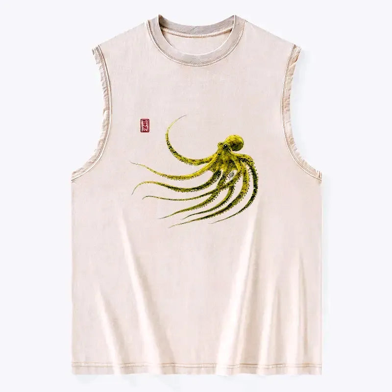 Kyoto-Lion Retro Octopus Japanese Washed Tank