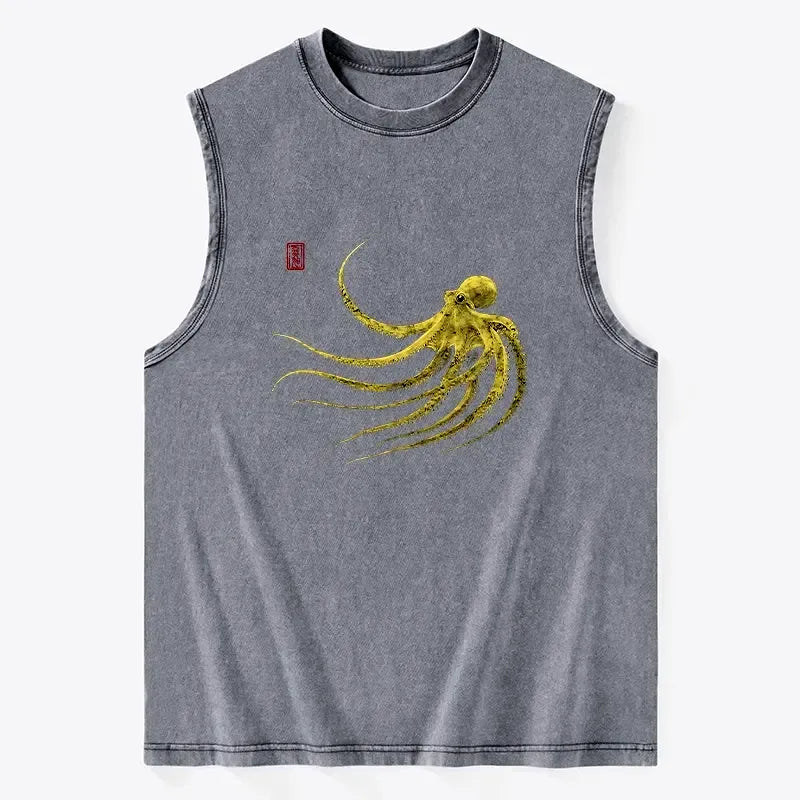 Kyoto-Lion Retro Octopus Japanese Washed Tank