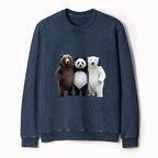 Kyoto-Lion Three Bears Stand Together Washed Terry Sweatshirt