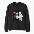 Kyoto-Lion Three Bears Stand Together Washed Terry Sweatshirt