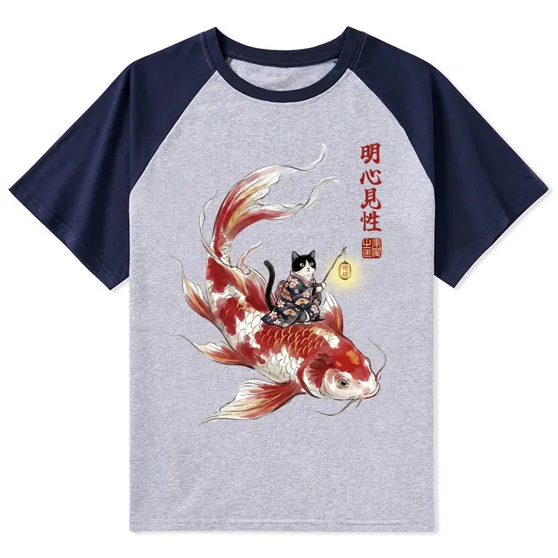 Cute Koi Fish Cat T-shirt for Gift for Her