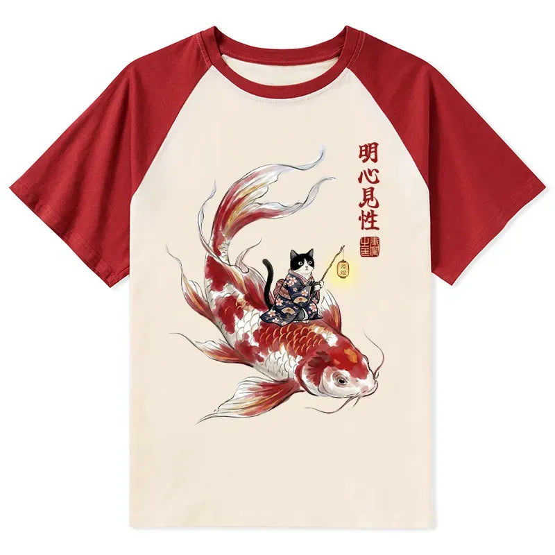 Cute Koi Fish Cat T-shirt for Gift for Her