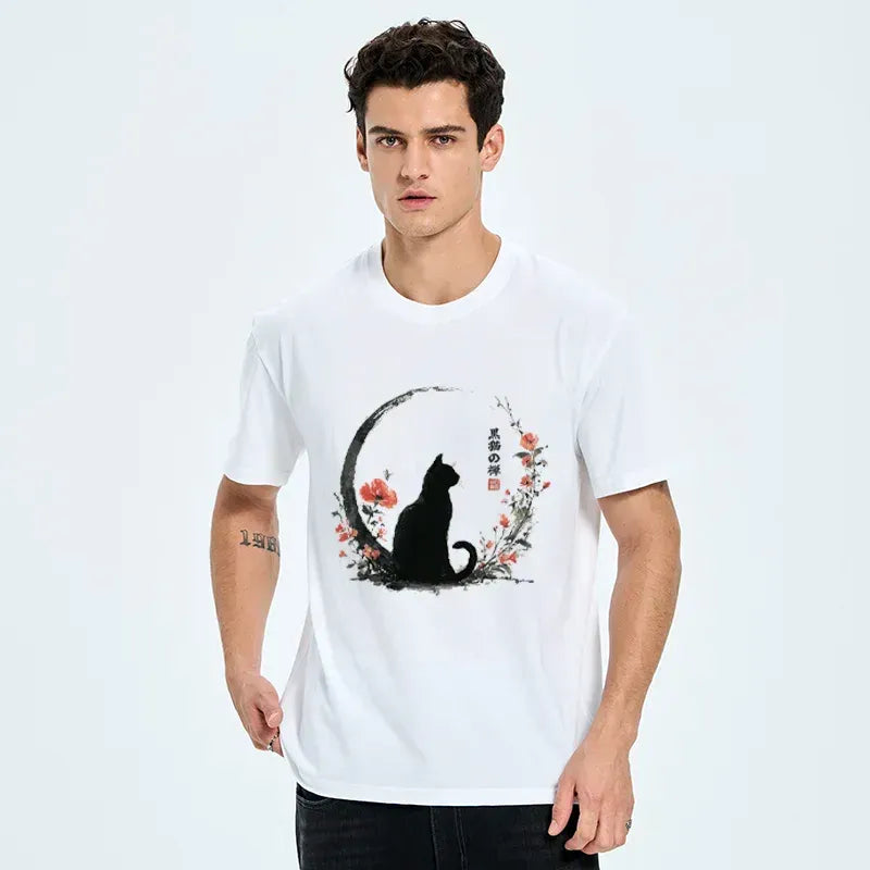 Vintage Cat Flower Graphic Tee