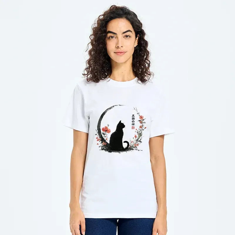 Vintage Cat Flower Graphic Tee