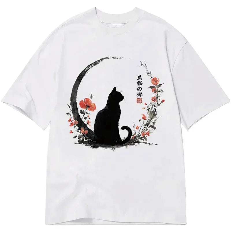 Vintage Cat Flower Graphic Tee
