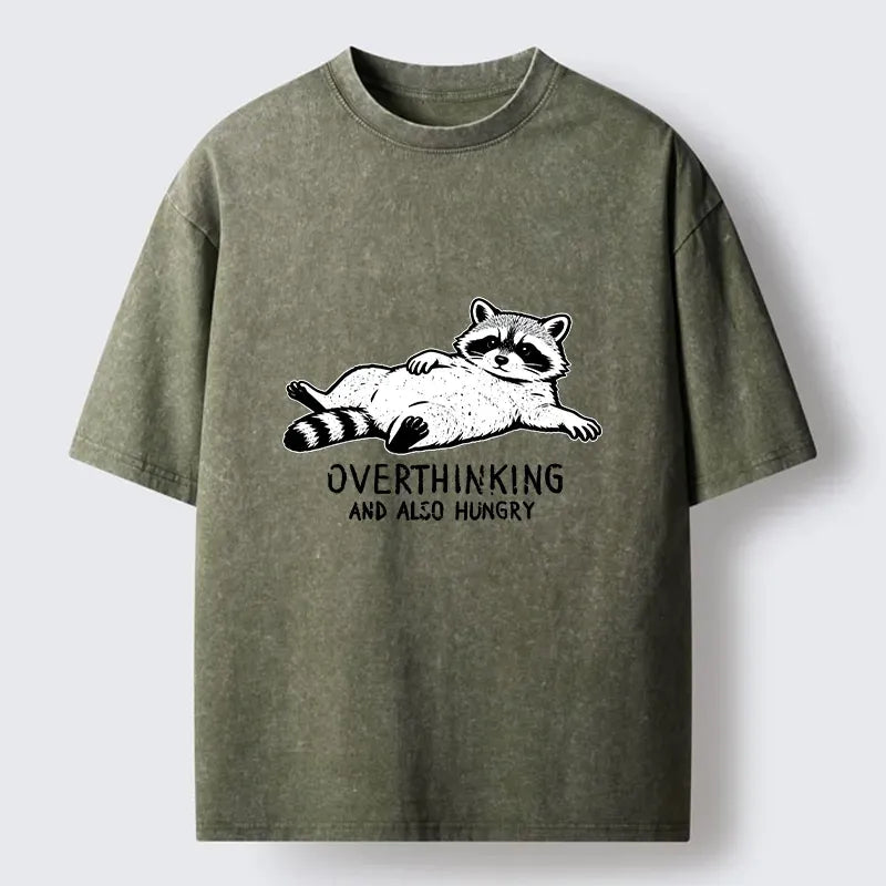 Kyoto-Lion Hungry Overthinking Raccoon Washed T-Shirt