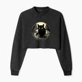 Kyoto-Lion Waiting Black Cat Washed Crop Sweatshirt