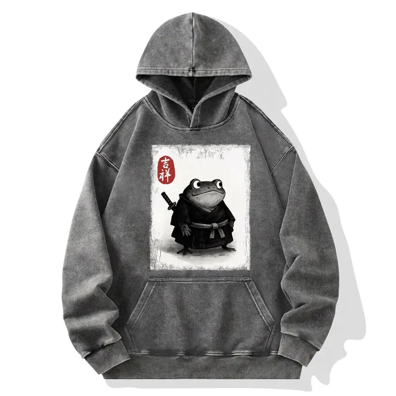 Washed unisex samurai hoodie with free shipping