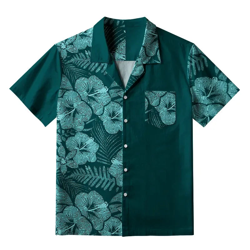 Kyoto-Lion Tropical Ripple Flowers Aloha Hawaiian Shirt