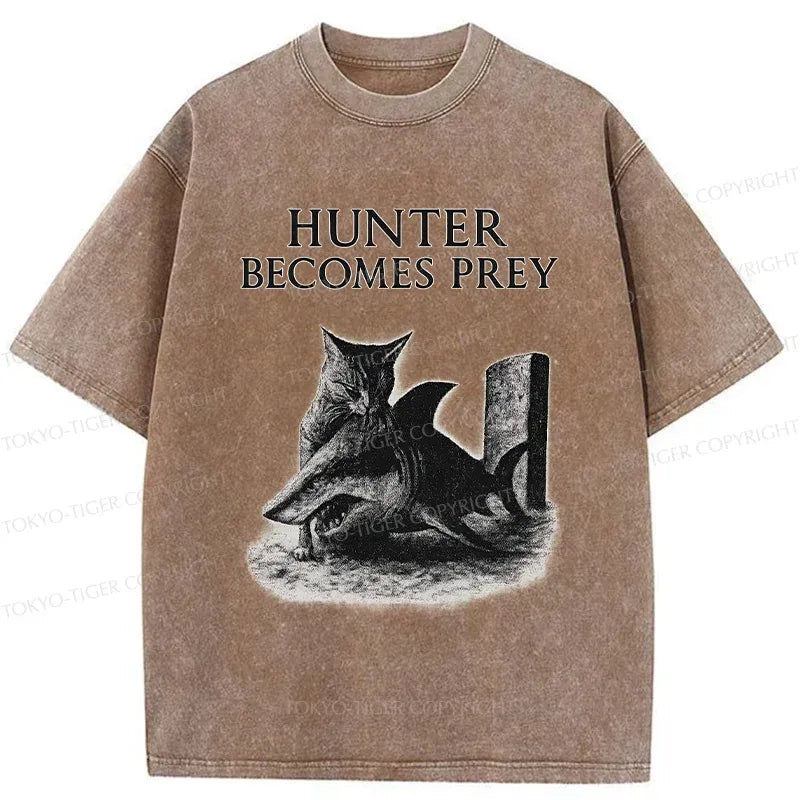 Kyoto-Lion Cat Eats Shark Washed T-Shirt