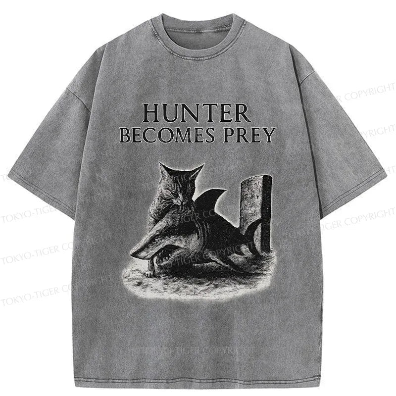 Kyoto-Lion Cat Eats Shark Washed T-Shirt