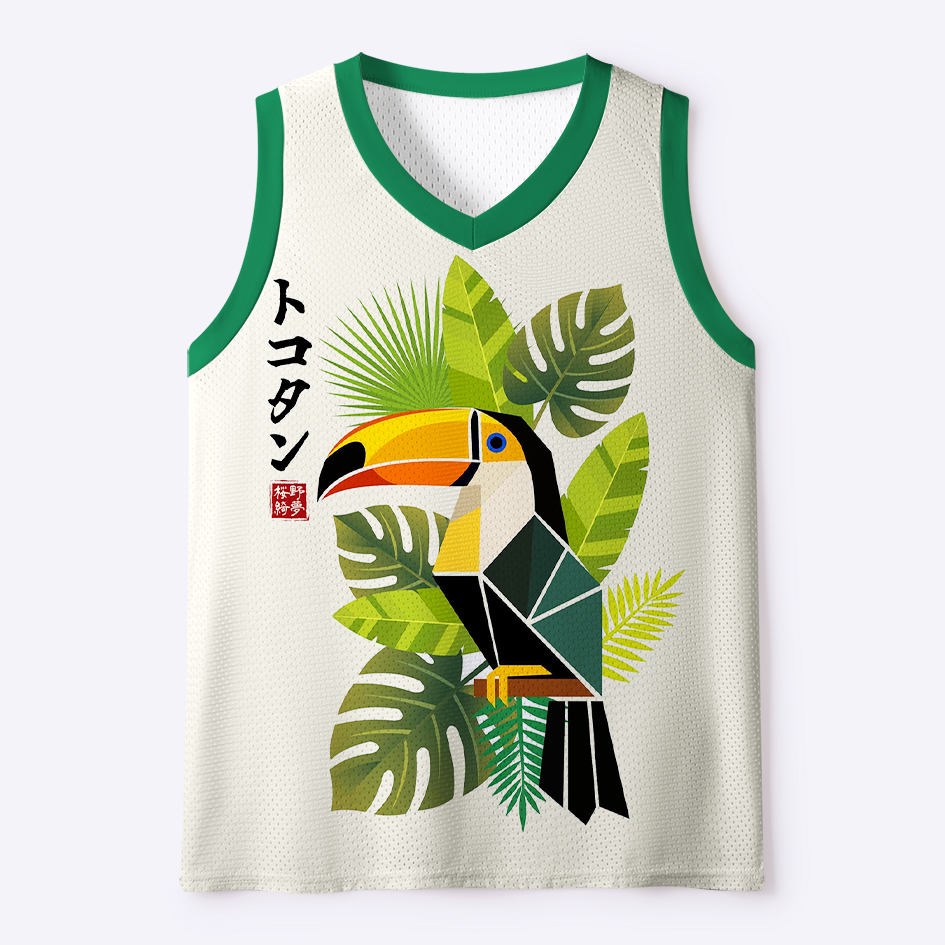 Kyoto-Lion Tropical Toucan Mesh Tank Top