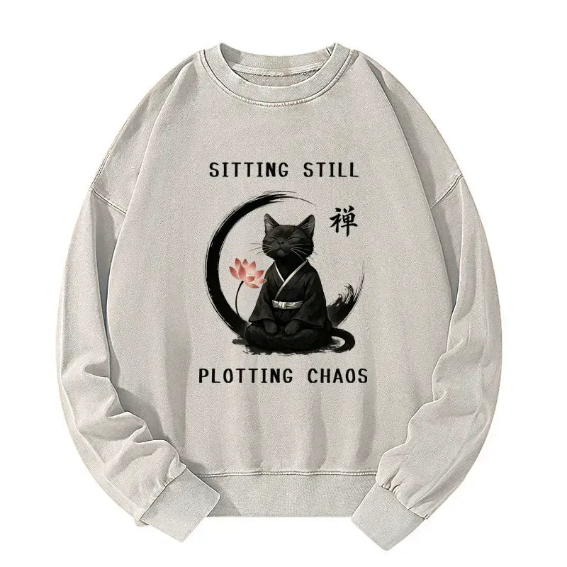 Calming Zen Cat Sweatshirt for Casual Streetwear