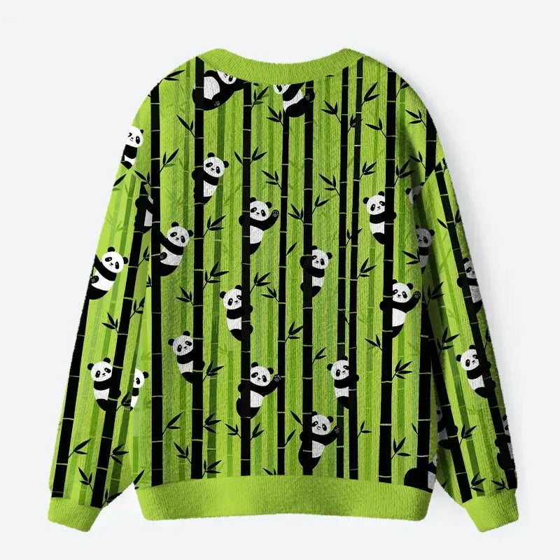 Kyoto-Lion Bamboo Forest And Panda Ugly Cardigan Sweater